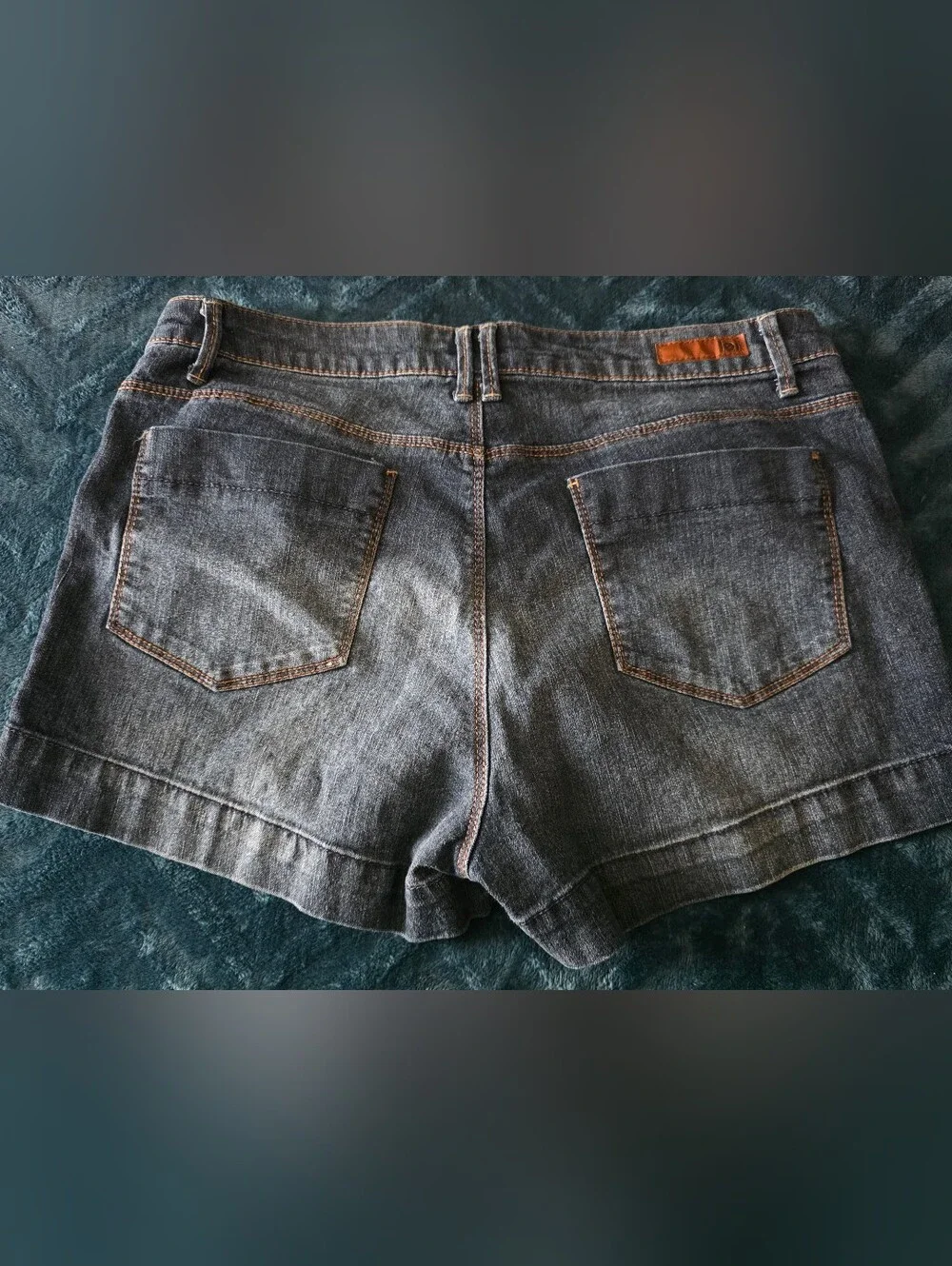 lei Women's Dark Blue Denim Jean Shorts with Button Fly
